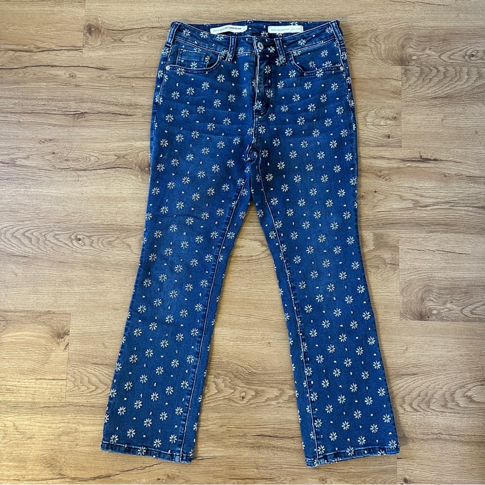 Anthropologie Pilcro Embroidered Ankle Bootcut Jeans